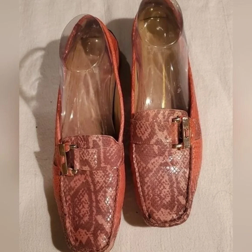 Stuart Weizmann Multicolor Python Embossed Leather Buckle Detail Sz 10 Loafers